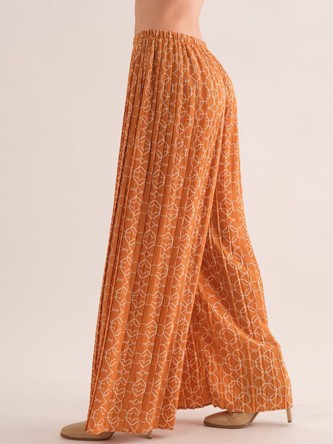 WOMEN'S ELASTIC WAIST PRINTED PALAZZO PANTS