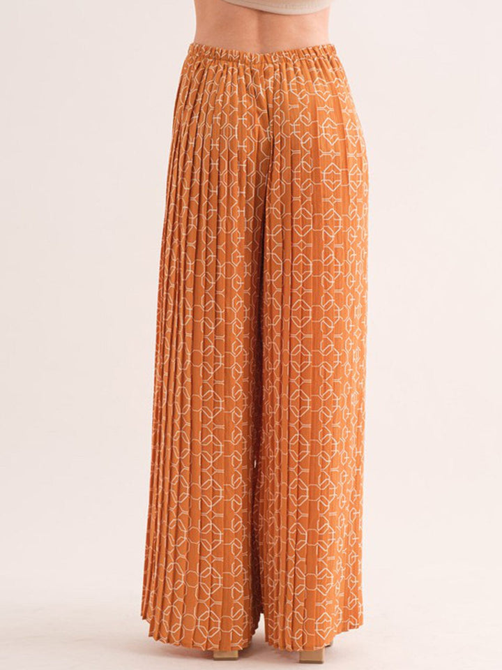WOMEN'S ELASTIC WAIST PRINTED PALAZZO PANTS