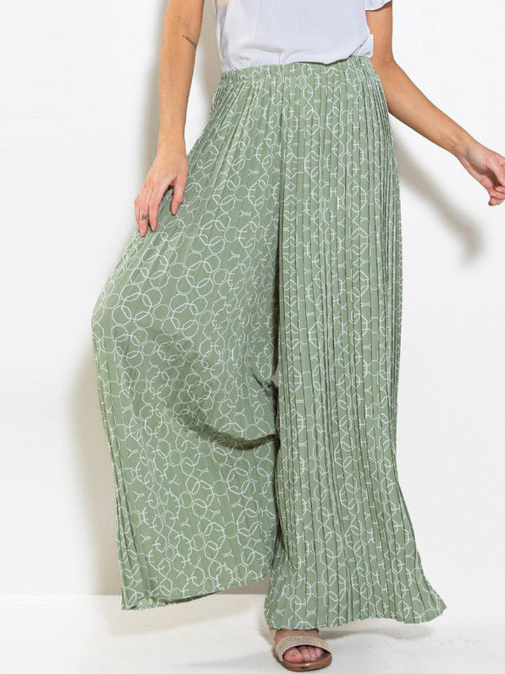 WOMEN'S ELASTIC WAIST PRINTED PALAZZO PANTS