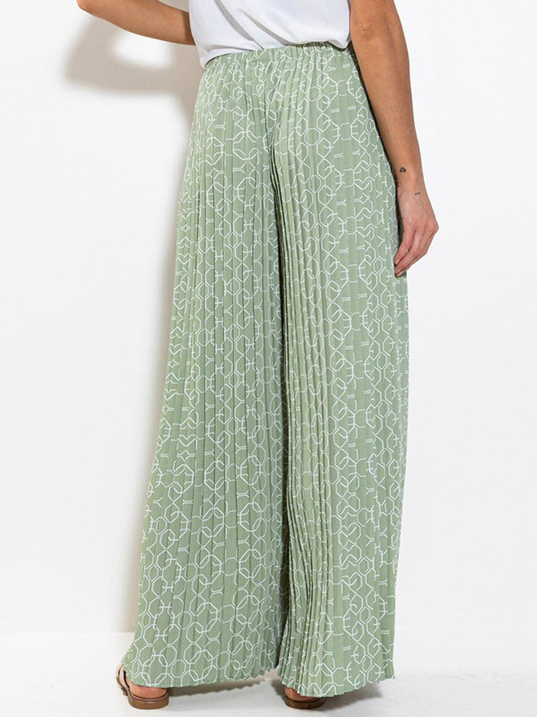 WOMEN'S ELASTIC WAIST PRINTED PALAZZO PANTS
