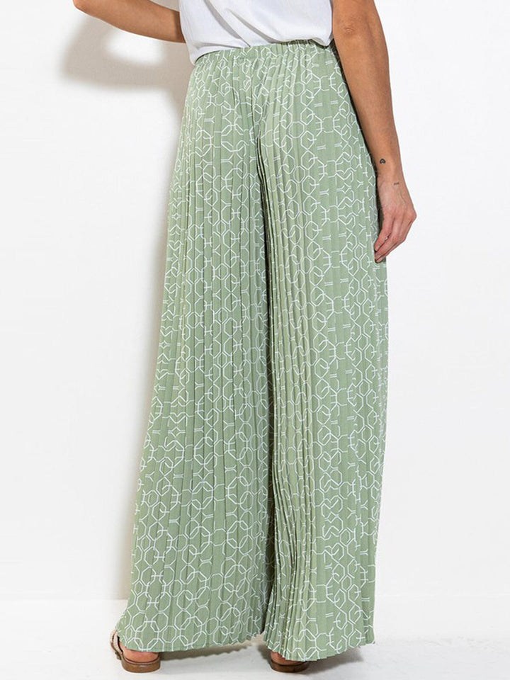 WOMEN'S ELASTIC WAIST PRINTED PALAZZO PANTS