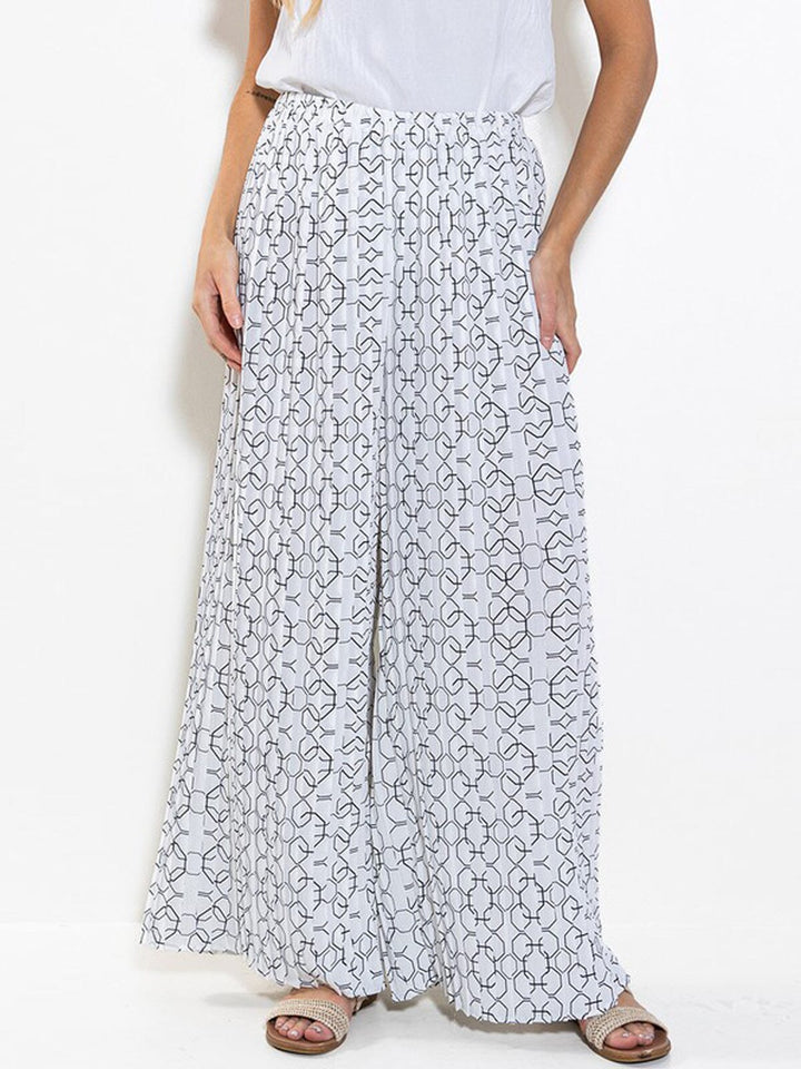 WOMEN'S ELASTIC WAIST PRINTED PALAZZO PANTS