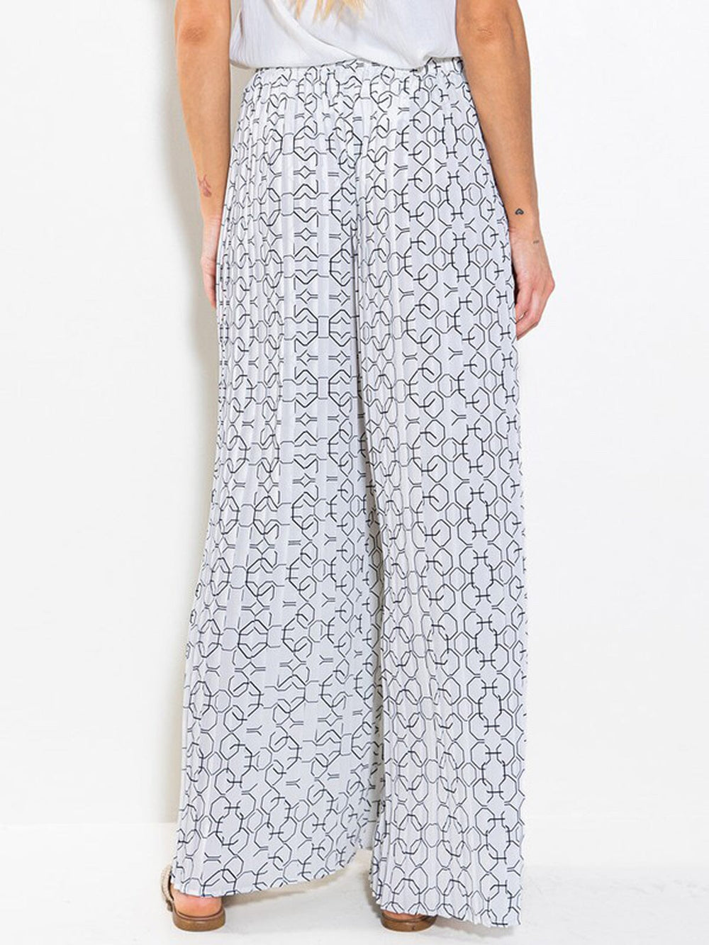 WOMEN'S ELASTIC WAIST PRINTED PALAZZO PANTS
