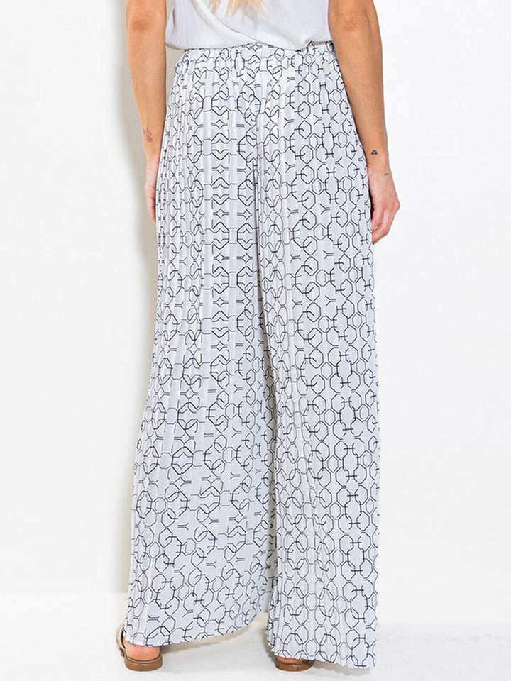 WOMEN'S ELASTIC WAIST PRINTED PALAZZO PANTS