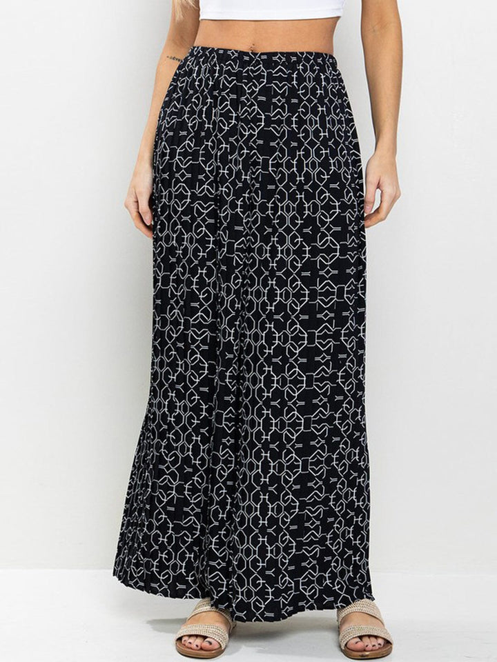 WOMEN'S ELASTIC WAIST PRINTED PALAZZO PANTS