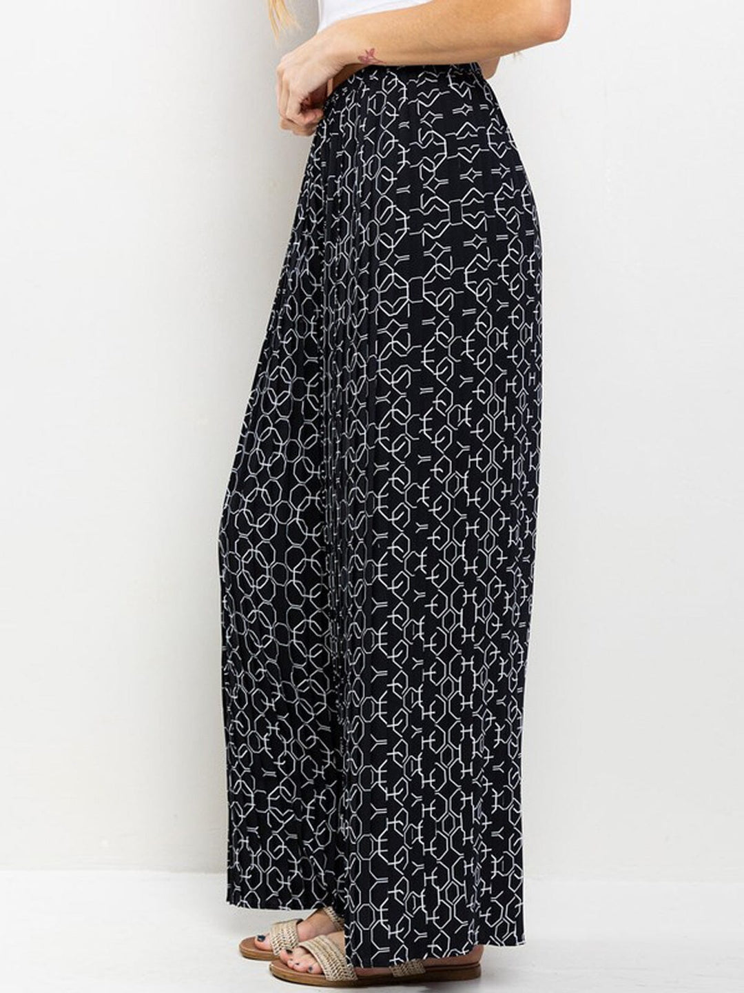 WOMEN'S ELASTIC WAIST PRINTED PALAZZO PANTS