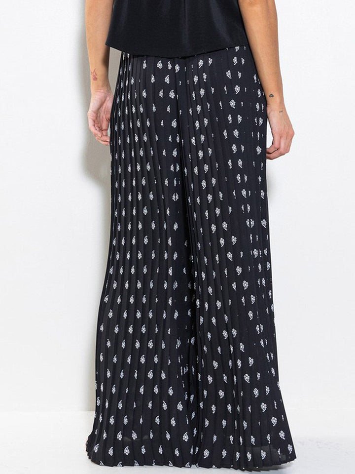 WOMEN'S ELASTIC WAIST WIDE LED PRINTED PALAZZO PANTS