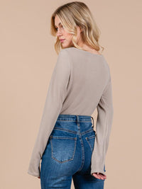 WOMEN'S LONG SLEEVE ROUND NECK RIBBED BODYSUIT