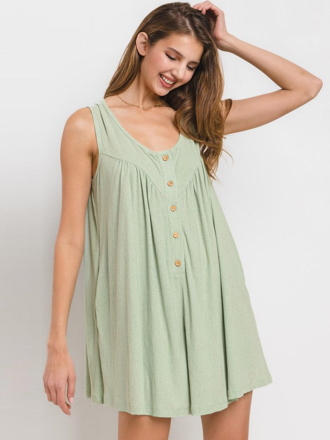 WOMEN'S SLEEVELES BUTTON UP POCKETS ROMPER