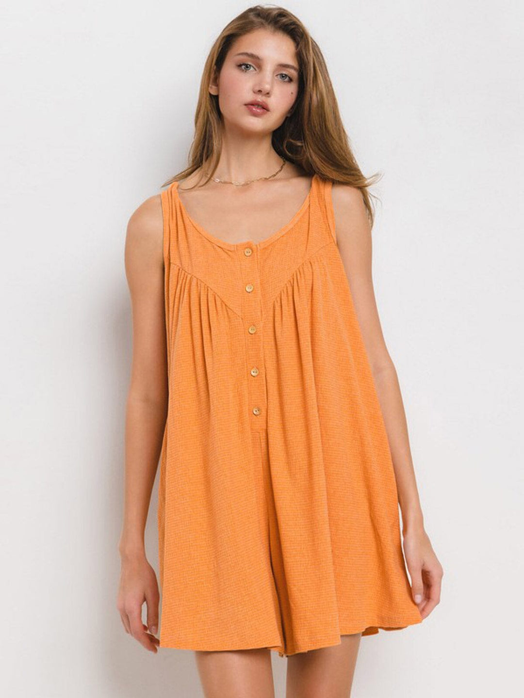 WOMEN'S SLEEVELES BUTTON UP POCKETS ROMPER