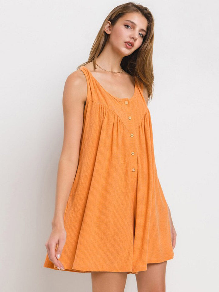 WOMEN'S SLEEVELES BUTTON UP POCKETS ROMPER