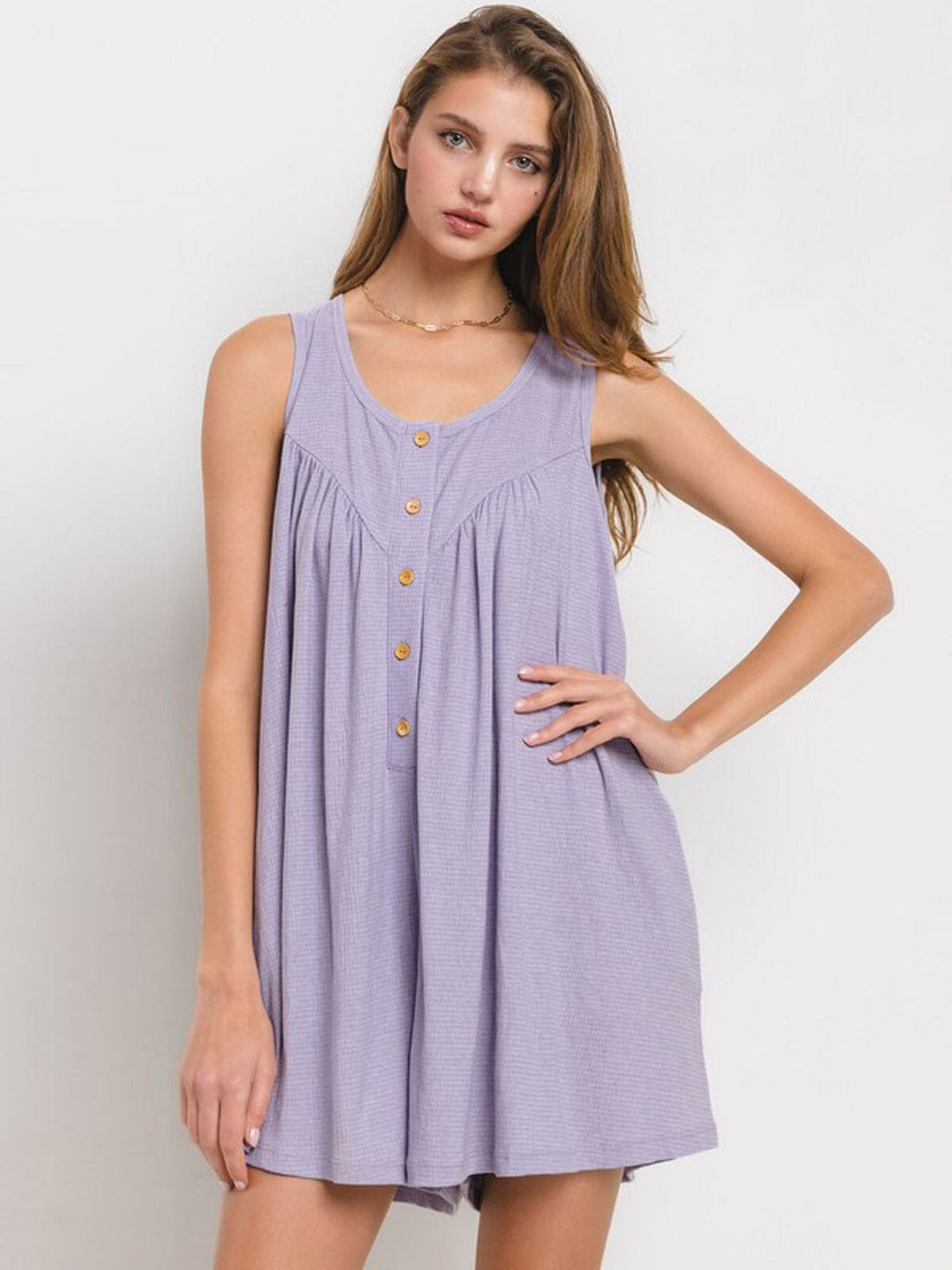 WOMEN'S SLEEVELES BUTTON UP POCKETS ROMPER