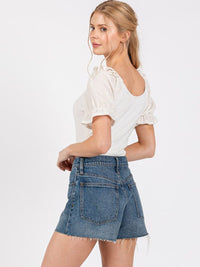 WOMEN'S SHORT PUFF SLEEVE V-NECK BODYSUIT
