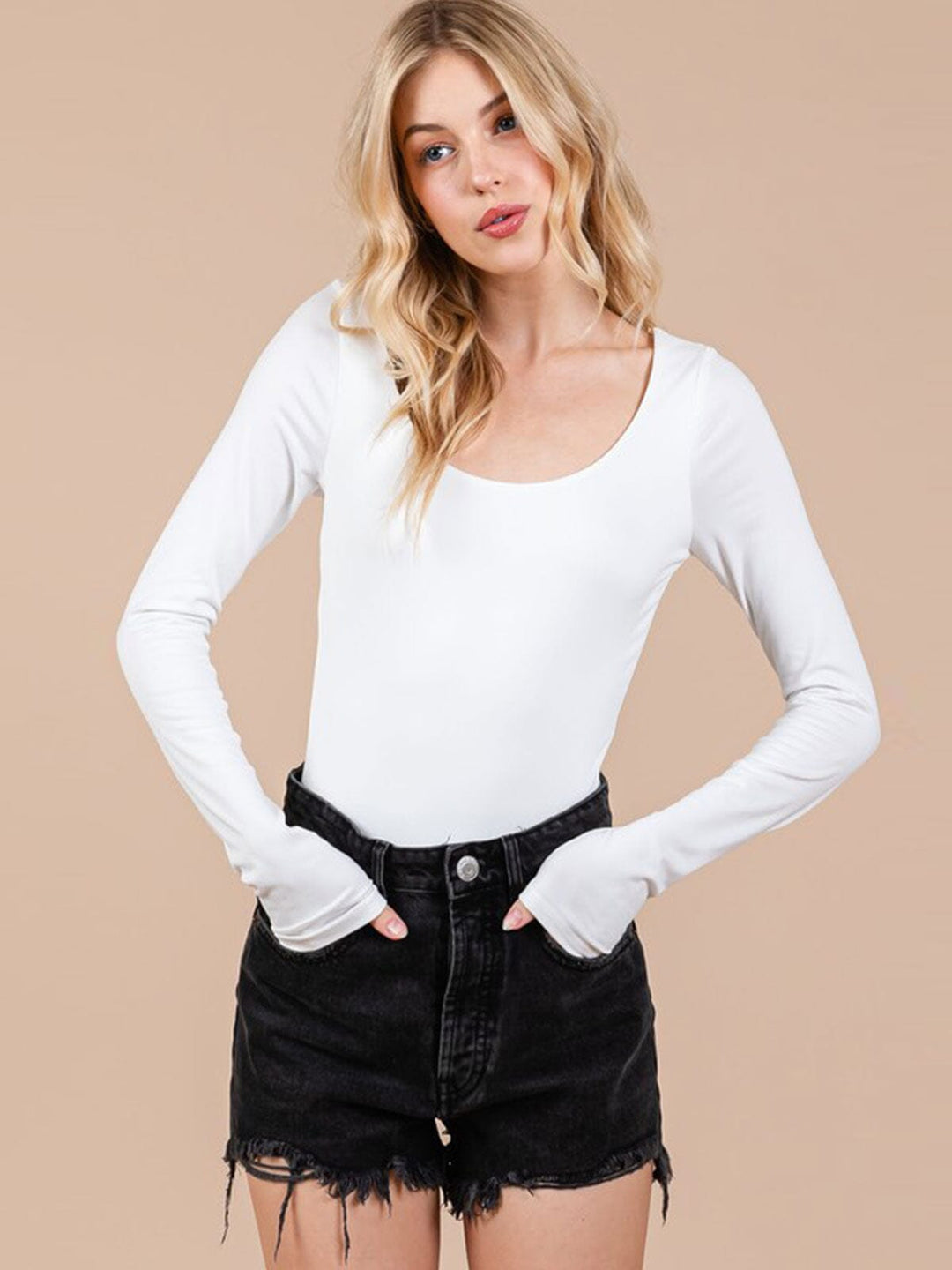 WOMEN'S LONG SLEEVE SOLID BODYSUIT