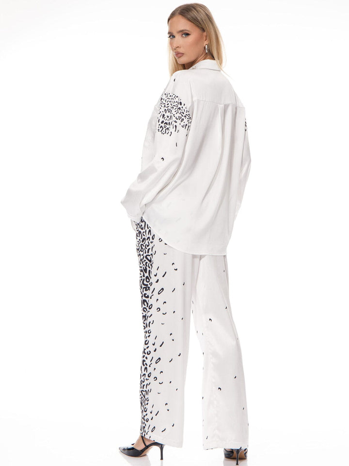 WOMEN'S LONG SLEEVE BLOUSE & ELASTIC WAIST PANTS ANIMALPRINT 2PC. SET