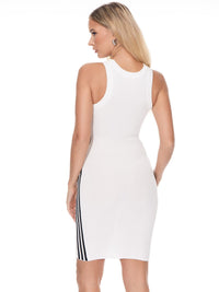 WOMEN'S SLEEVELESS BODYCON SIDE STRIPES MINI DRESS