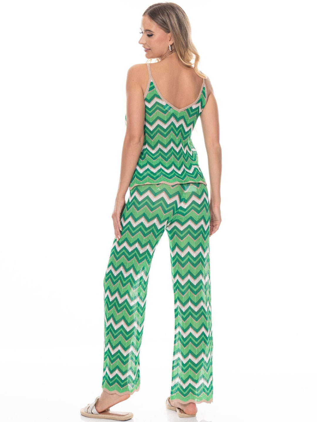 WOMEN'S SLEEVELESS TANK TOP & ELASTIC WAIST PANTS KNIT 2PC. SET