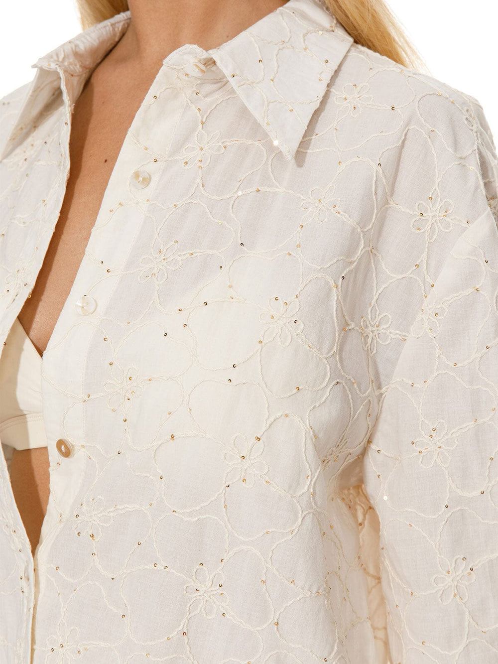 WOMEN'S LONG SLEEVE BLOUSE & ELASTIC WAIST PANTS DETAILED STUDS 2PC. SET