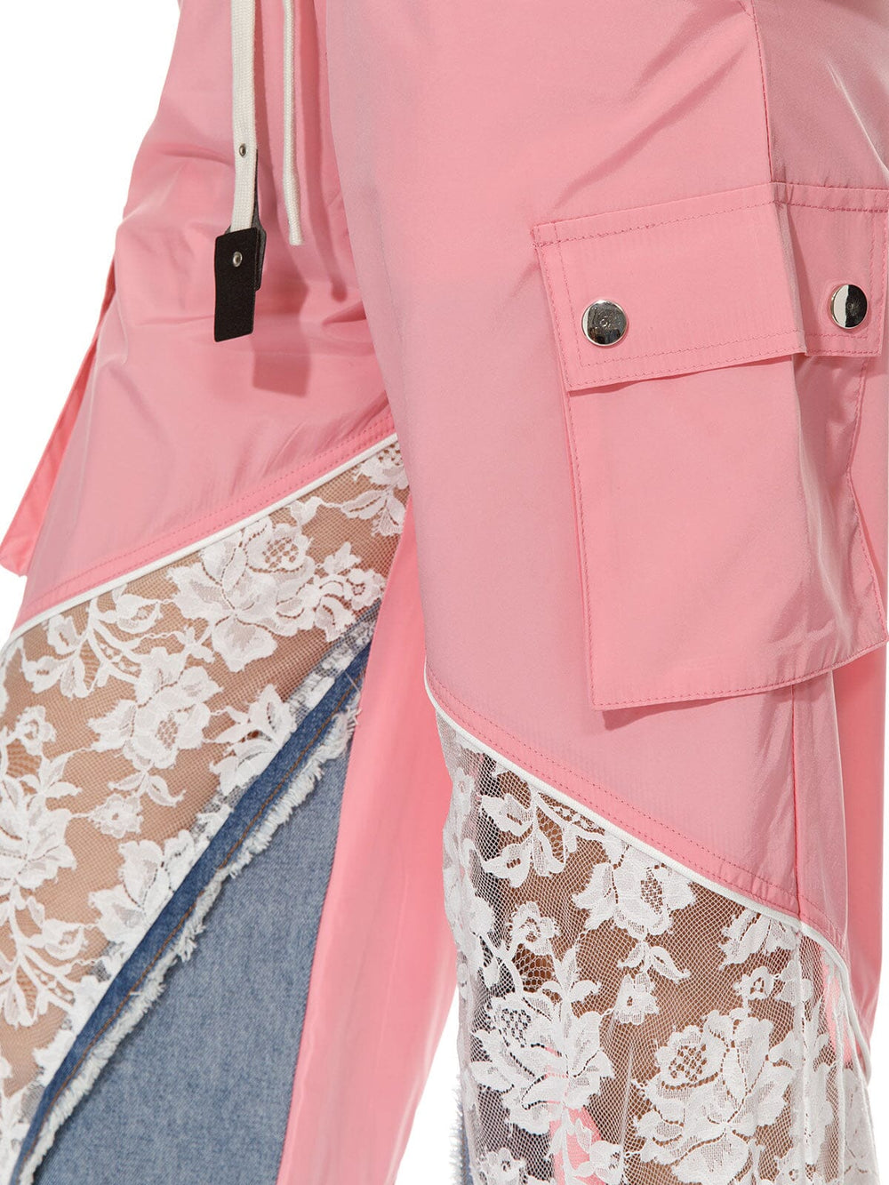 WOMEN'S ELASTIC WAISR FRONT POCKETS WIDE LEG CONTRAST PANTS