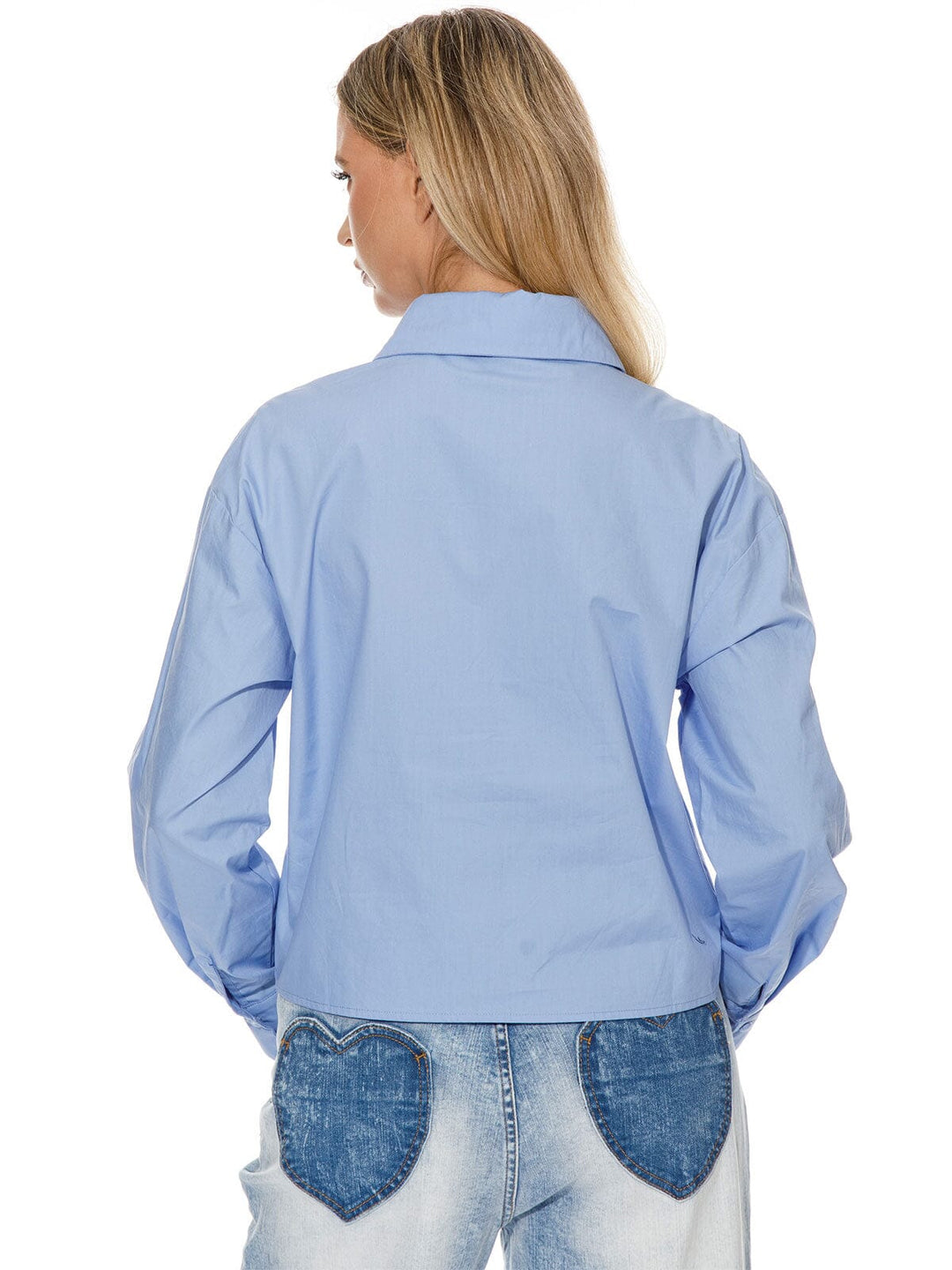 WOMEN'S LONG SLEEVE BUTTON UP STUDS DETAILED BLOUSE
