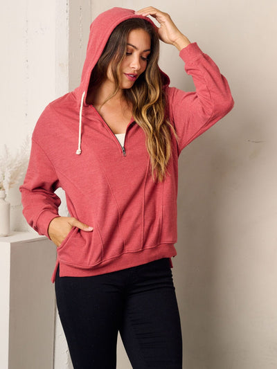 WOMEN'S LONG SLEEVE ZIP UP HOODED PULLOVER SWEATER