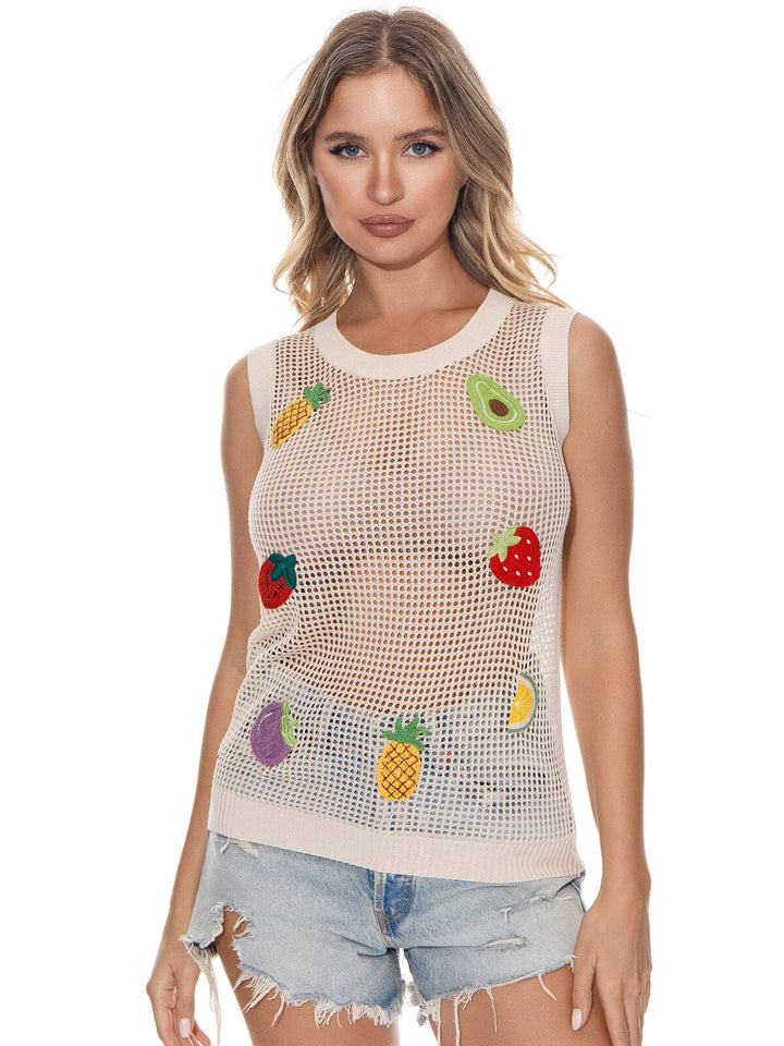WOMEN'S SLEEVELESS GRAPHIC KNIT TANK TOP