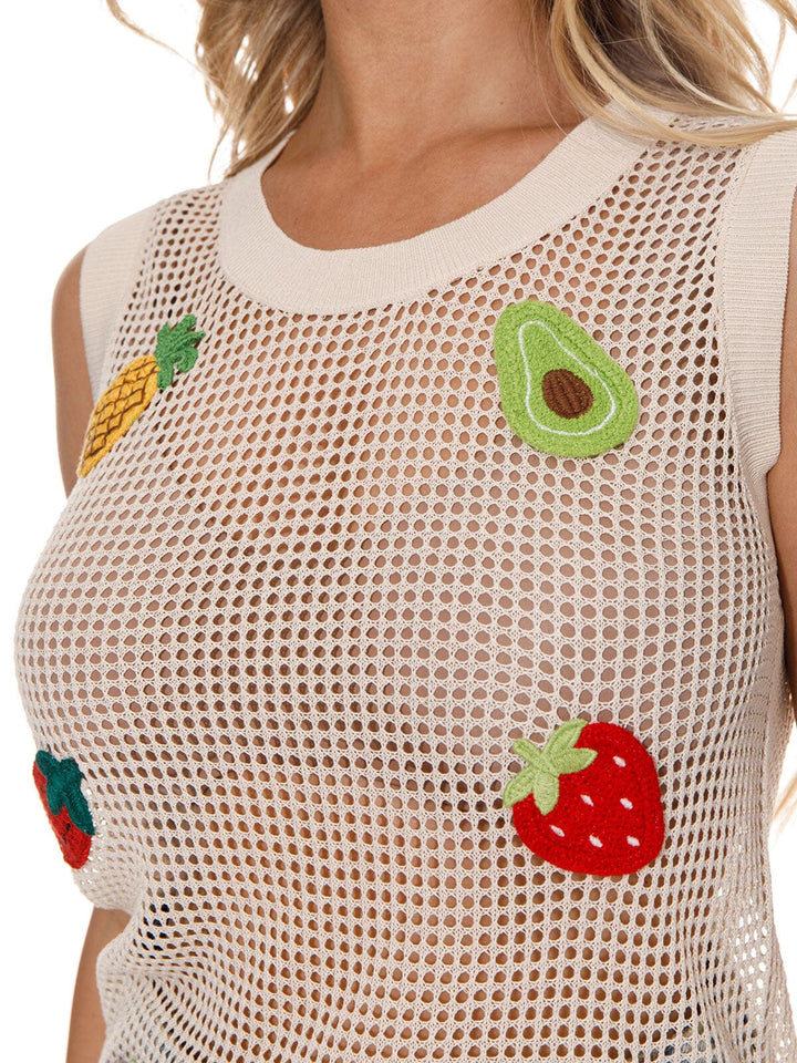 WOMEN'S SLEEVELESS GRAPHIC KNIT TANK TOP