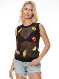 WOMEN'S SLEEVELESS GRAPHIC KNIT TANK TOP