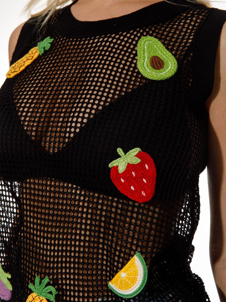 WOMEN'S SLEEVELESS GRAPHIC KNIT TANK TOP