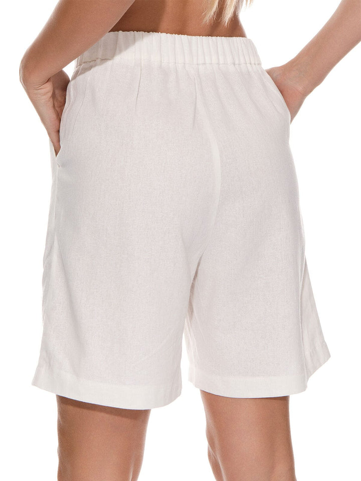 WOMEN'S BUTTON CLOSURE FRONT POCKETS DETAILED SHORTS