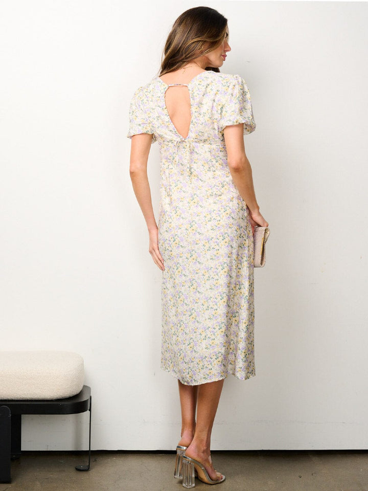 WOMEN'S SHORT SLEEVE FLORAL MIDI DRESS