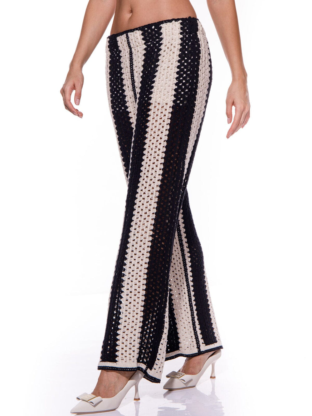 WOMEN'S COLORBLOCK KNIT WIDE LEG PANTS