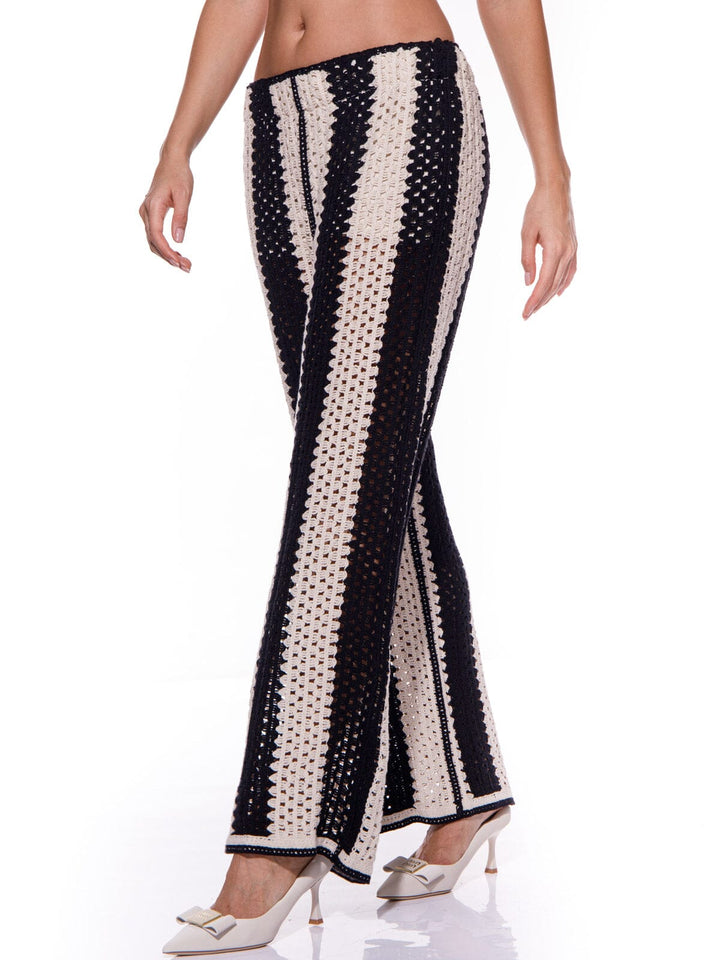 WOMEN'S COLORBLOCK KNIT WIDE LEG PANTS