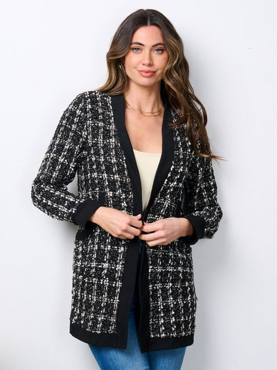 WOMEN'S LONG SLEEVE FRONT POCKETS BUTTON CLOSURE CARDIGAN
