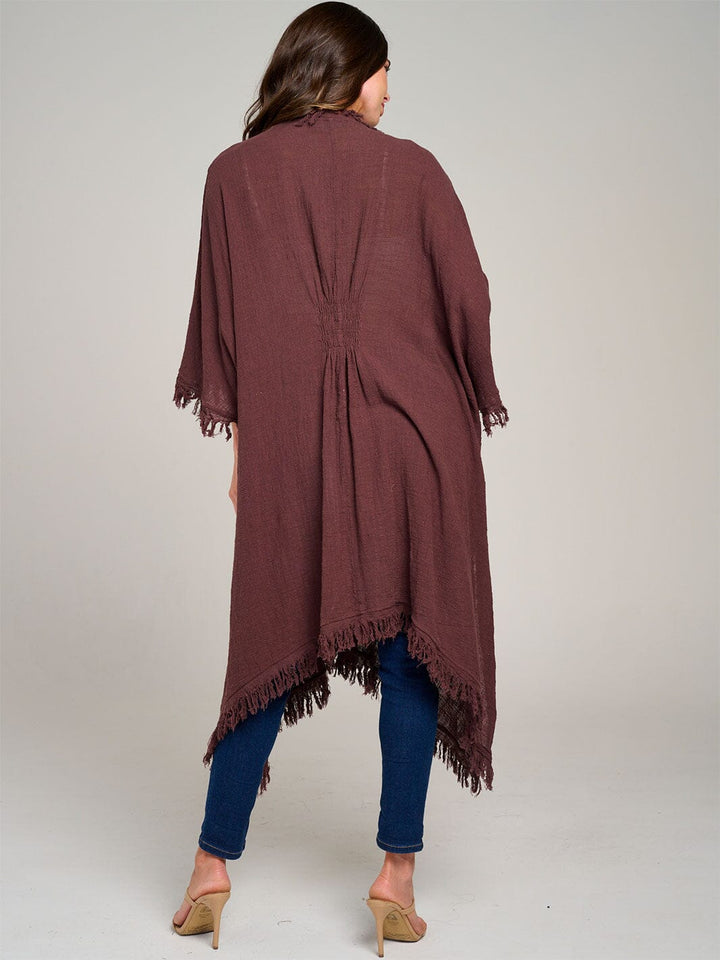 WOMEN'S SHORT SLEEVE OPEN FRONT SELF TIE CARDIGAN