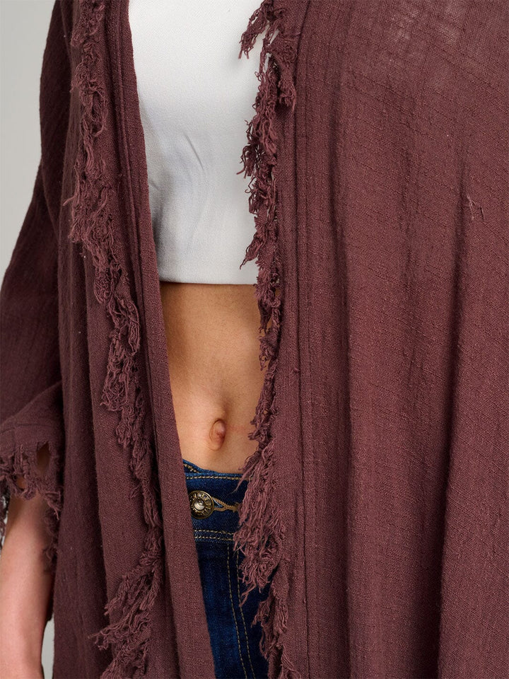 WOMEN'S SHORT SLEEVE OPEN FRONT SELF TIE CARDIGAN