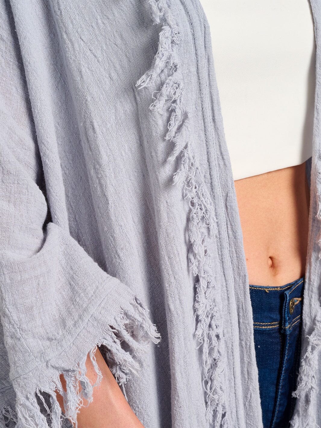 WOMEN'S SHORT SLEEVE OPEN FRONT SELF TIE CARDIGAN