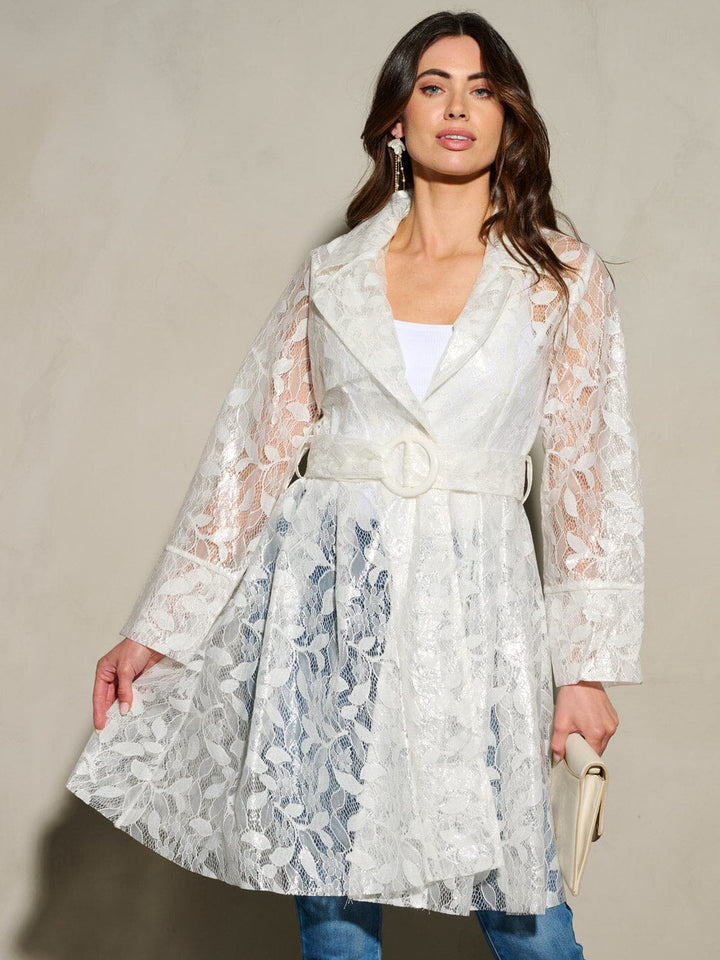 WOMEN'S LONG SLEEVE BELTED NYLON DETAILED CARDIGAN