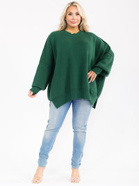 PLUS SIZE LONG SLEEVE RIBBED PULLOVER BLOUSE
