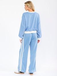 WOMEN'S LONG SLEEVE SWEATER & WIDE LEG PANTS COLORBLOCK 2PC. SET