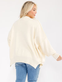PLUS SIZE LONG SLEEVE RIBBED PULLOVER BLOUSE