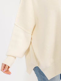 PLUS SIZE LONG SLEEVE RIBBED PULLOVER BLOUSE