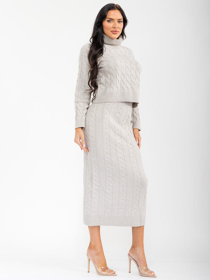 WOMEN'S ELASTIC WAIST FRONT POCKET RIBBED MAXI SKIRT