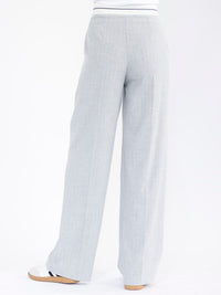 WOMEN'S BUTTON CLOSURE FRONT POCKETS WIDE LEG PANTS