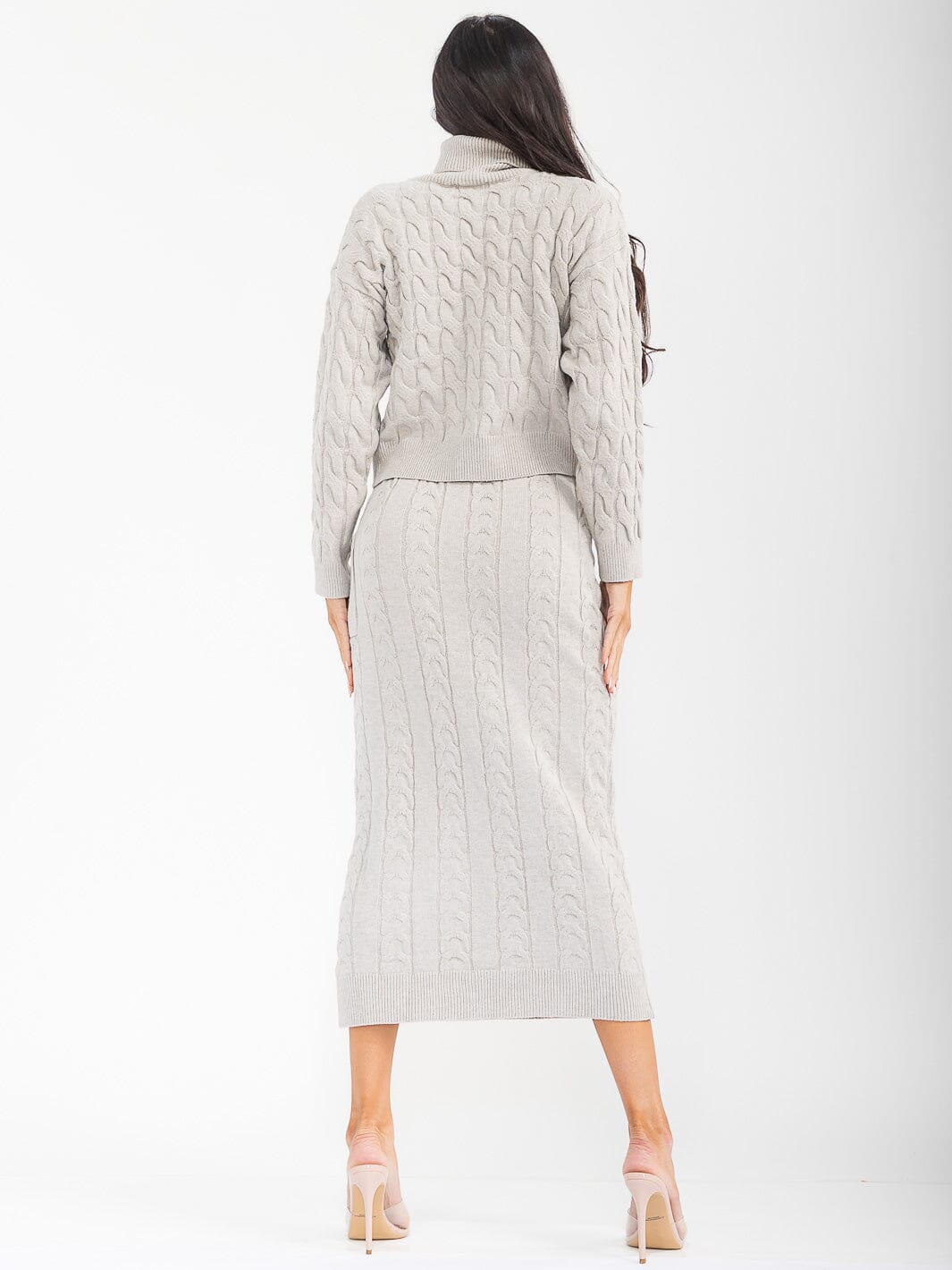 WOMEN'S LONG SLEEVE TOP & ELASTIC WAIST MAXI SKIRT RIBBED 2PC. SET