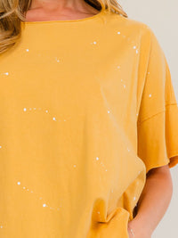 WOMEN'S SHORT SLEEVE HIGH-LOW OVERSIZED WASHED TOP