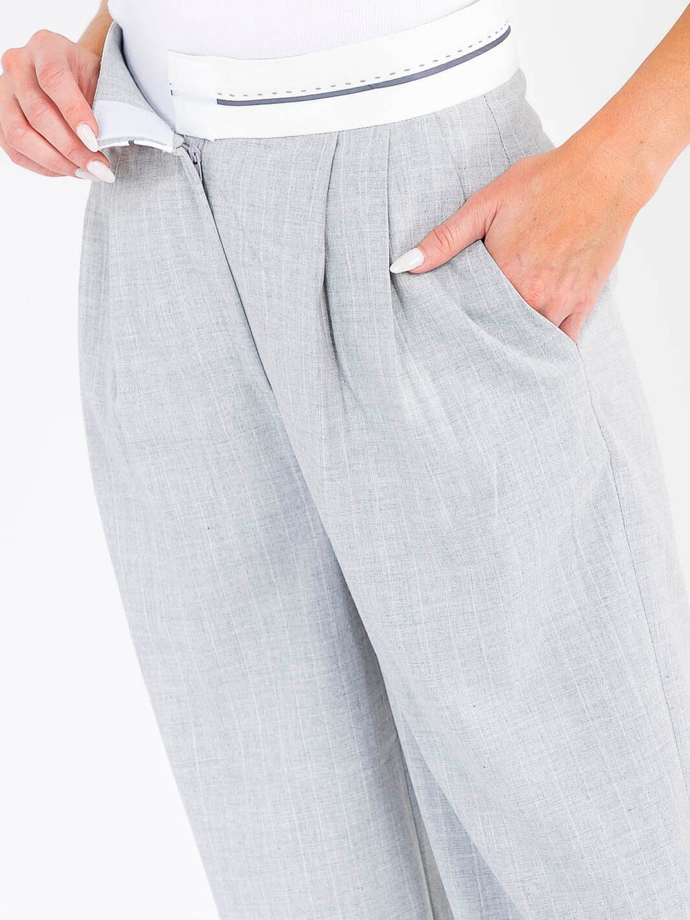 WOMEN'S BUTTON CLOSURE FRONT POCKETS WIDE LEG PANTS