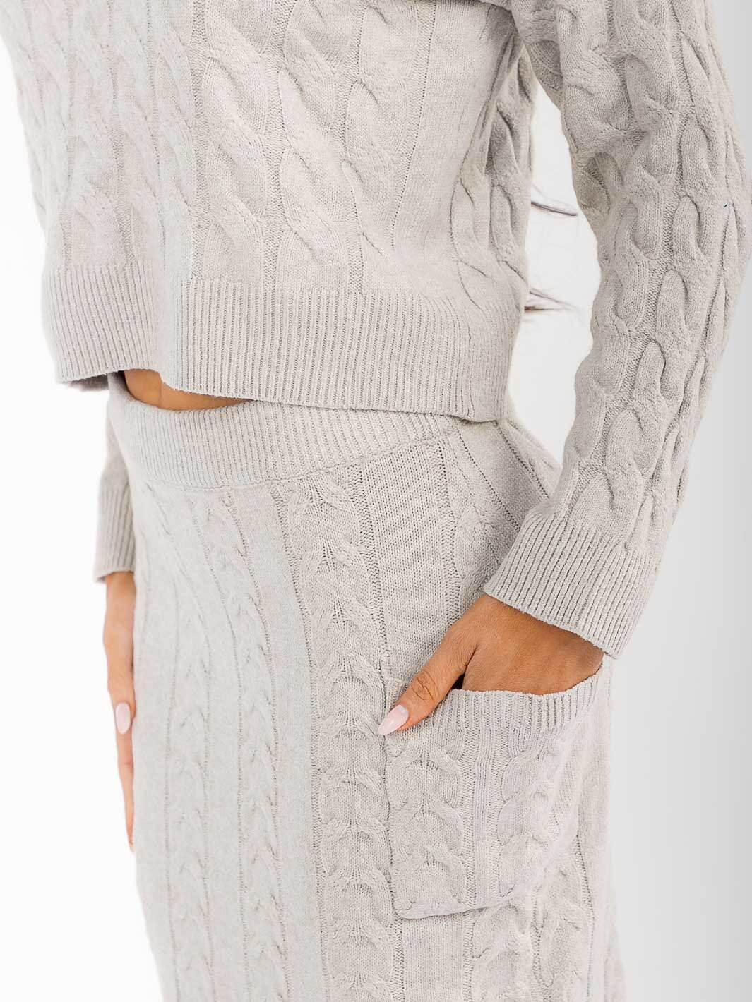 WOMEN'S ELASTIC WAIST FRONT POCKET RIBBED MAXI SKIRT