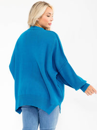 PLUS SIZE LONG SLEEVE RIBBED PULLOVER BLOUSE