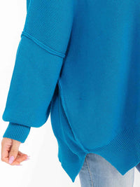 PLUS SIZE LONG SLEEVE RIBBED PULLOVER BLOUSE